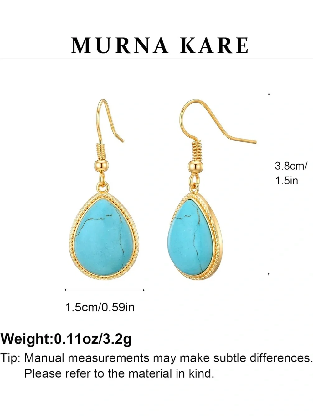 Blue Turquoise Gold Western Cowgirl Dangle Drop Earrings